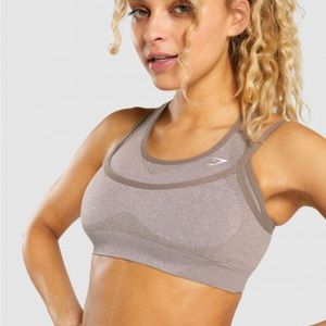 Gymshark Womens Vital Rise Seamless Sports Bra – Taupe Marl